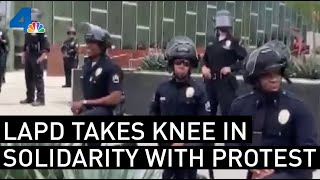 Lapd officers took a knee in solidarity with members of protest memory
george floyd. video broadcast on today la tuesday june 2, 2020. read
mor...