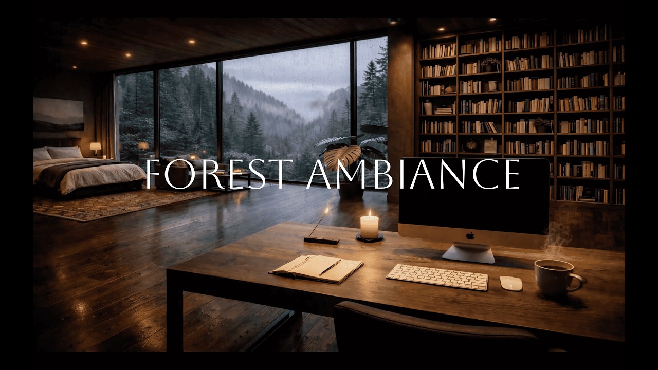 Forest Night Ambience 🌙 | Study & Relaxation Sounds,  Background Music (2 hours)