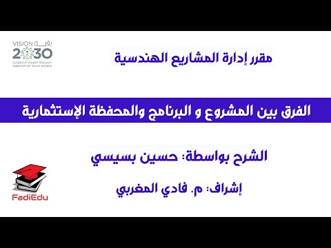 الفرق بين المشروع والبرنامج والمحفظة الاستثمارية