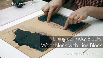 woodblock with lino ep.10 Lining up Tricky Blocks Woodblock with Line Block using off set printing