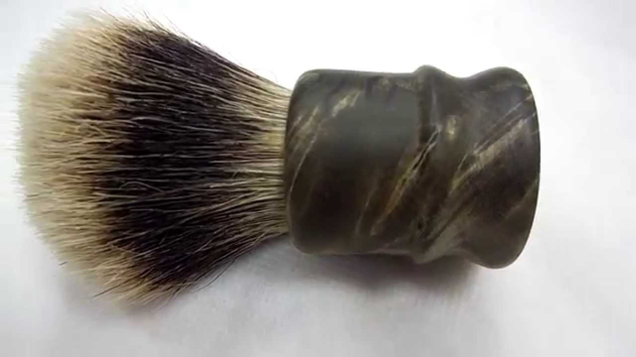 Stabilized buckeye burl chubby style shaving brush - Knot SIze 28mm x 55 High mountain white