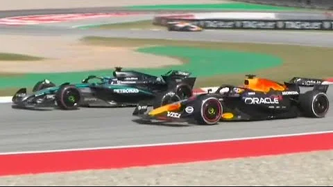Max Verstappen and George Russell COLLIDE in Spanish Grand Prix Drama!