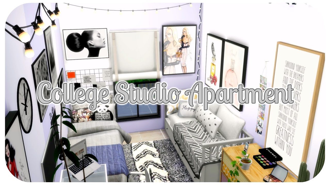 The Sims 4 | Apartment Build: College Aesthetic studio Apartment | CC LINKZ + shutouts!