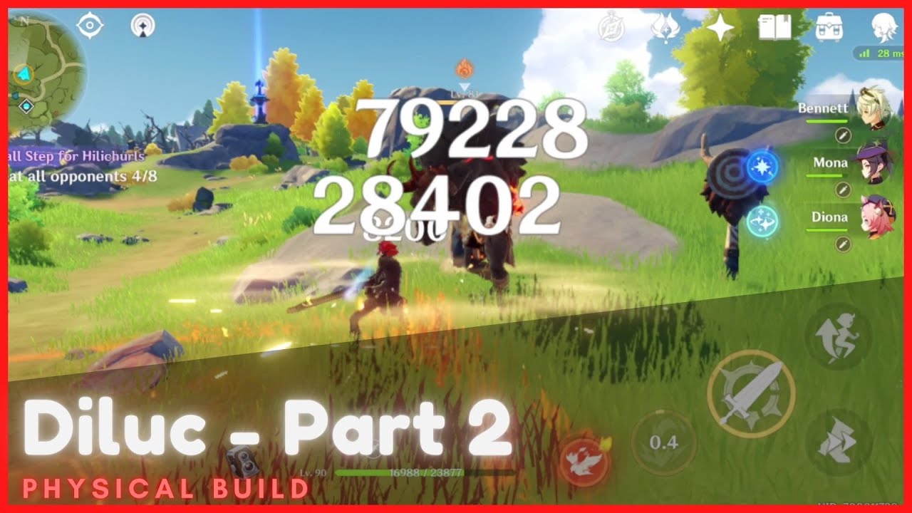 Diluc Physical Build Part 1 Dps 100k Bonus Normal Attack Genshin Impact Youtube