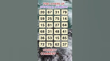 Find 3 pairs of identical numbers /Dementia Prevention Quizzes/Dementia Tests.No.16