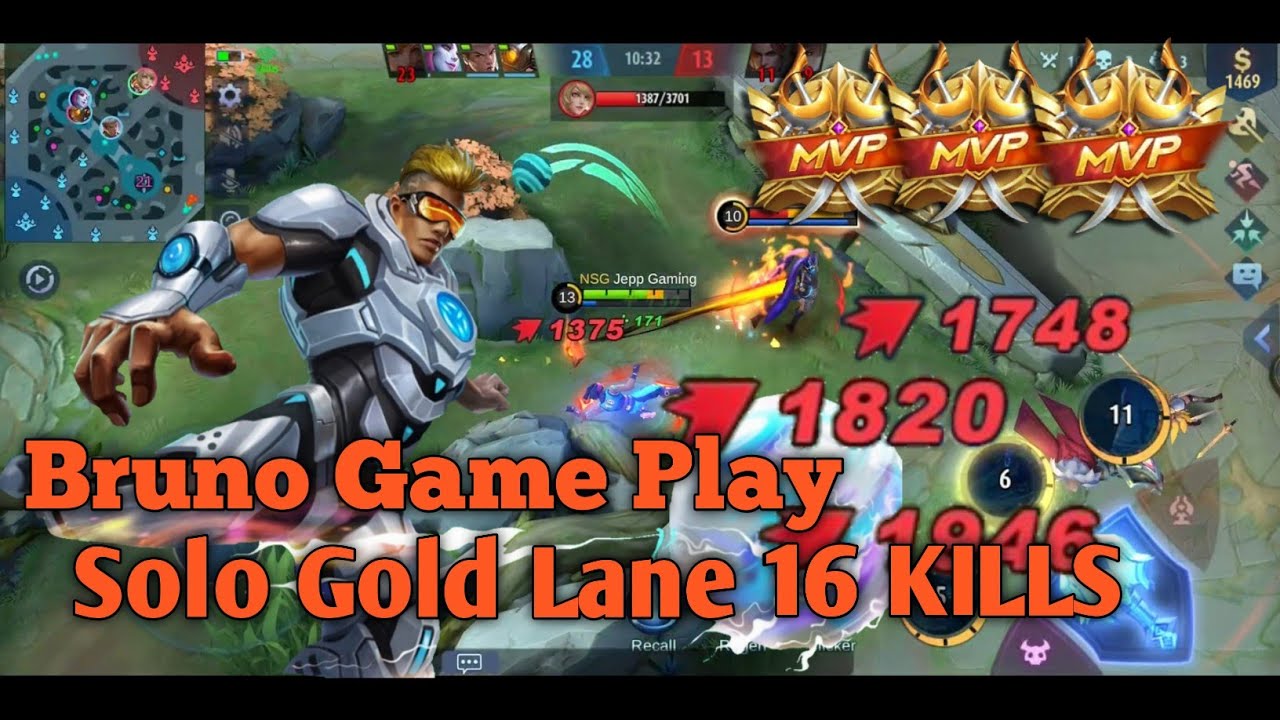 Bruno Game Play Super Critical Solo Gold Lane with 16 Kills