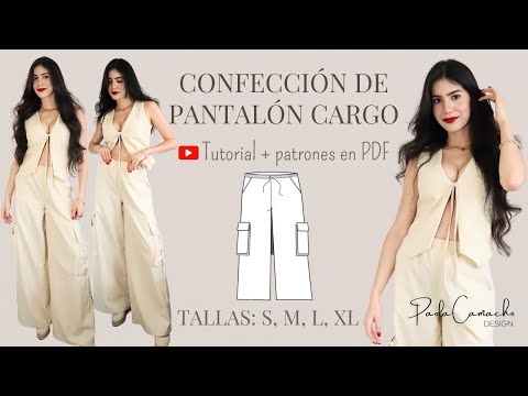 Tutorial de confección + Patrones en PDF, Pantalón con bolsillos cargo / Paola Camacho