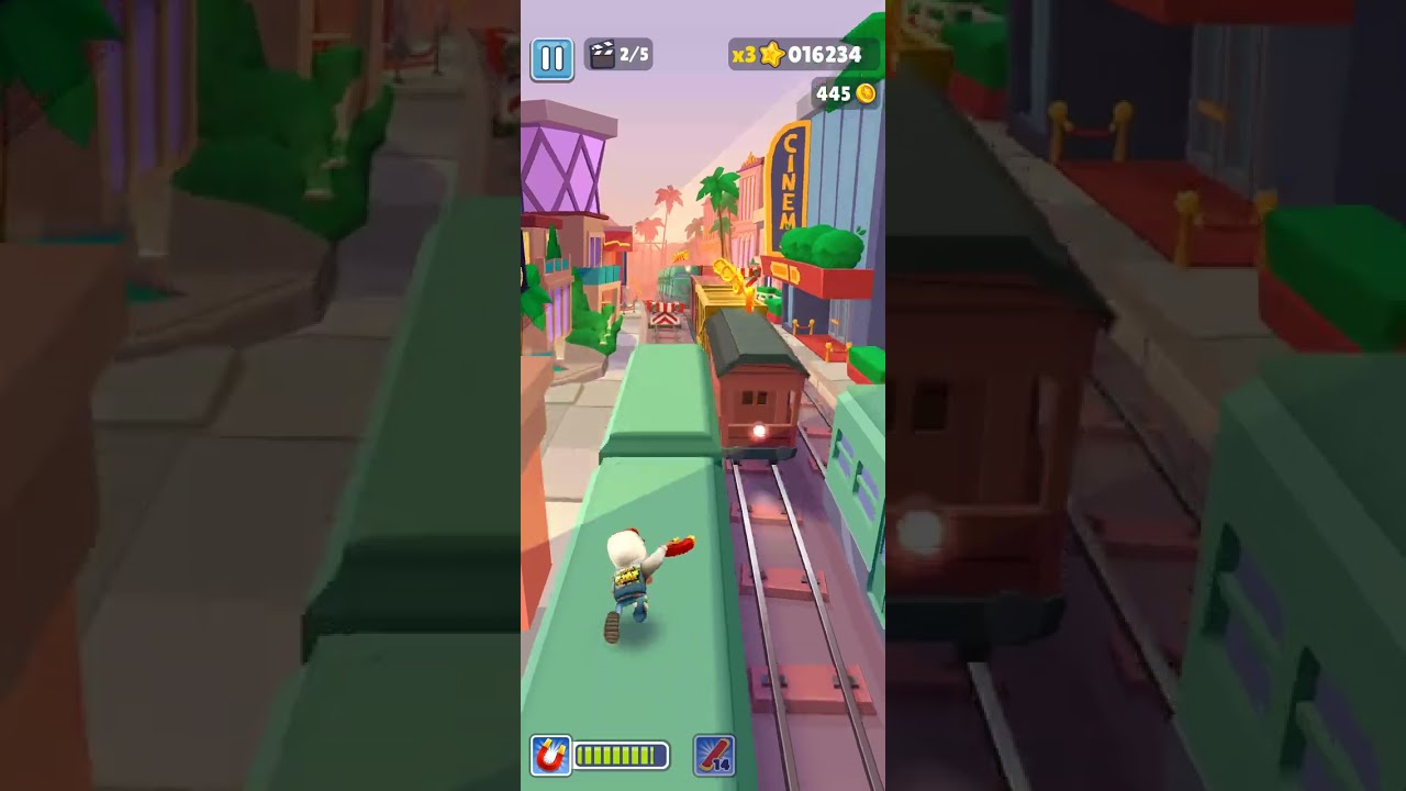 Subwaysurfers. 500000 Meter auf Züge springen 