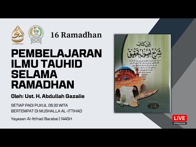 Pembelajaran Ilmu Tauhid Selama Ramadhan - 16 Ramadhan 1445H - Kitab Syarah Ushul Tahqiq - Hal 20 class=