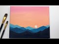 Sunset acrylic painting tutorial for beginners  easy abstract landscape acrylic painting  demo