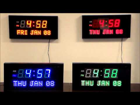 Ivation Large Display Electric LED Wall / Table Clock with Day, Month & Date