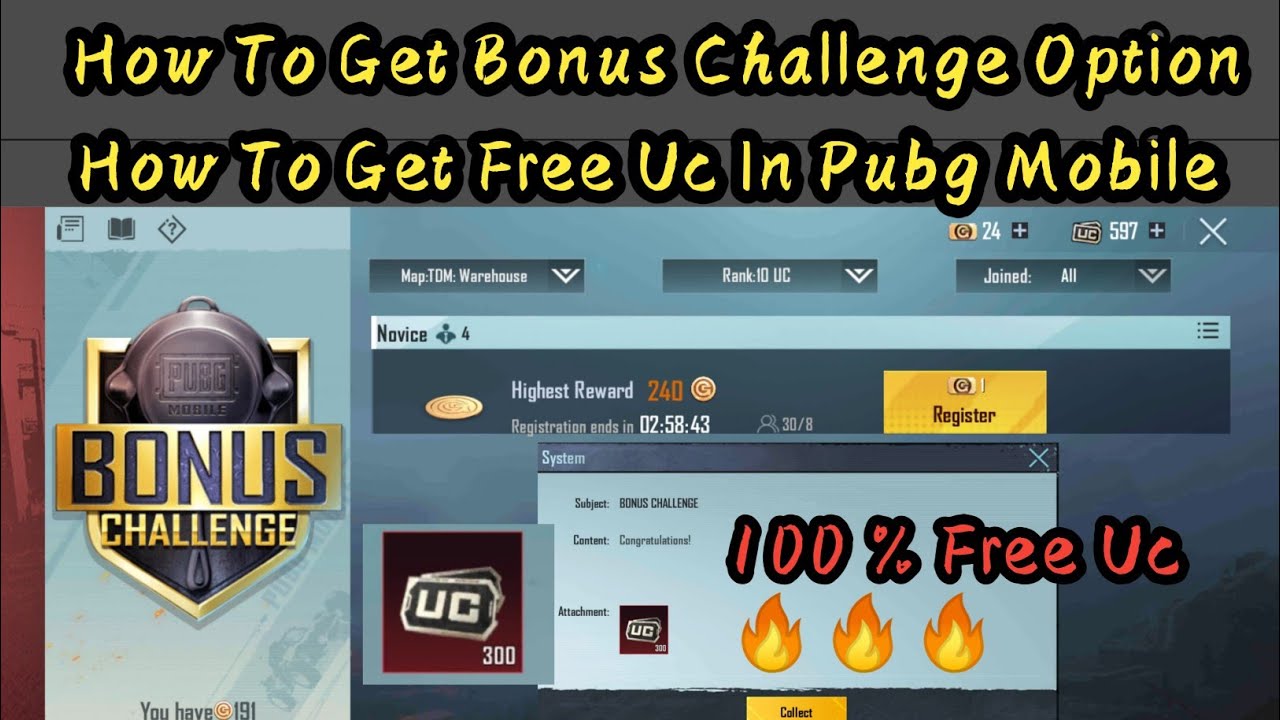 How To Get Bonus Challenge Option. How To Get Free Uc In Pubg Mobile 🔥🔥🔥🔥