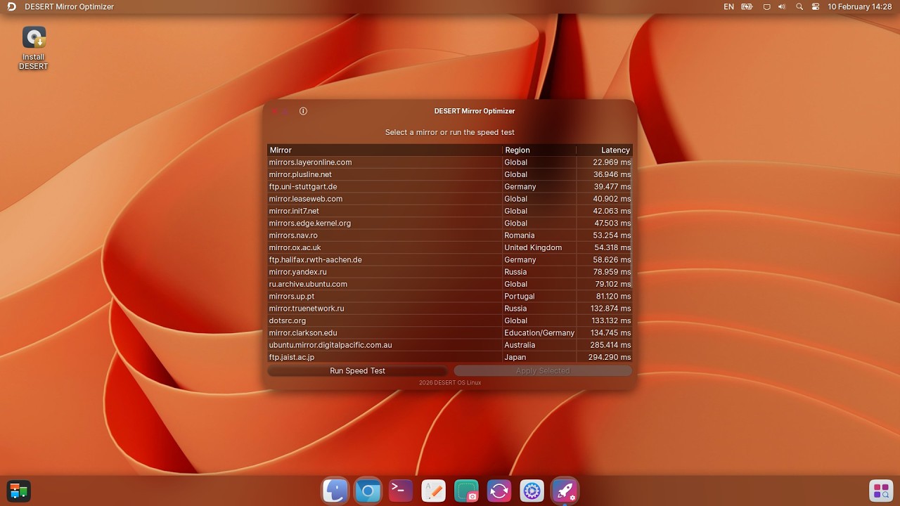 DESERT Mirror Optimizer - Приложение для определения и установки самого быстрого сервера