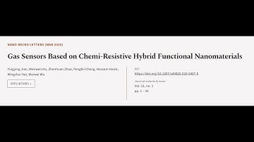 Gas Sensors Based on Chemi-Resistive Hybrid Functional Nanomaterials | RTCL.TV