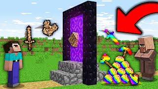 THIS STRANGE PORTAL TURNS DIRT ITEMS INTO RAINBOW ONES IN MINECRAFT ? 100% TROLLING TRAP !