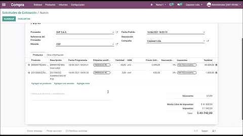 Odoo Módulo_Compras Crear una Orden de compra