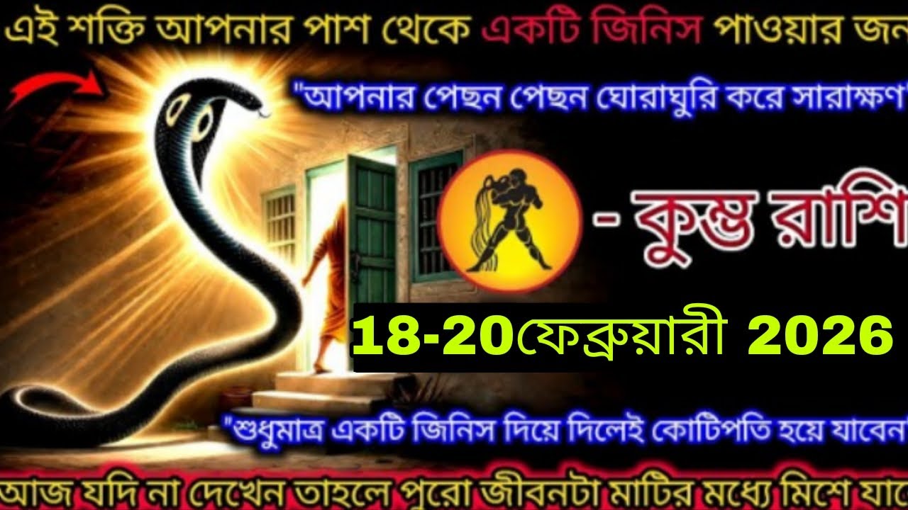 কুম্ভ রাশির জন্য গোপন শক্তির সংকেত! 😱 ১৮–২০ ফেব্রুয়ারি ২০২৬ এই ১টি জিনিস বদলে দেবে ভাগ্য 💥#aajkaras