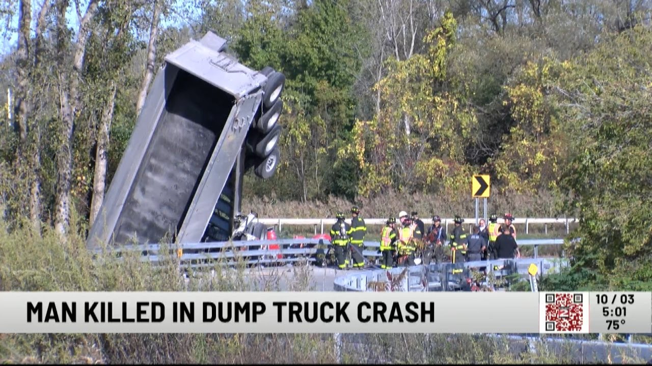 UPDATED: Fatal Dump Truck Rollover on Route 49 in Rome - YouTube