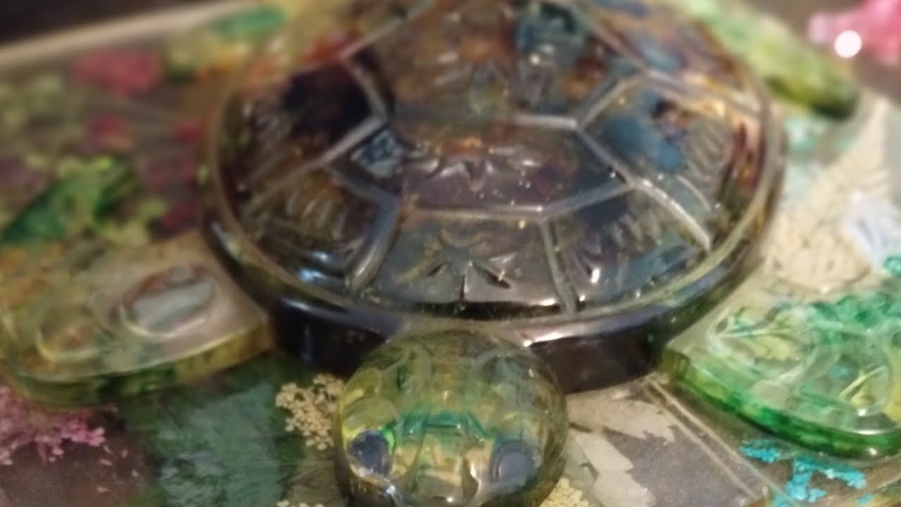 Turtle Alcohol #19 How to Make a Sea Turtle with Alcohol Inks and Light Green Crushed ...