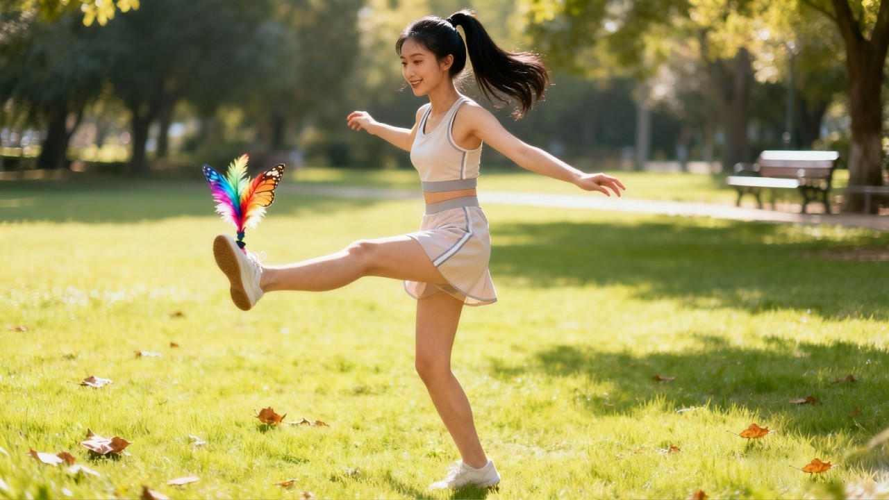 Chinese people use Kung Fu to play shuttlecock#Kicking shuttlecock with Kung Fu