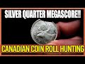 SILVER QUARTER MEGASCORE!!! COIN ROLL HUNTING CANADIAN QUARTER BOXES!!