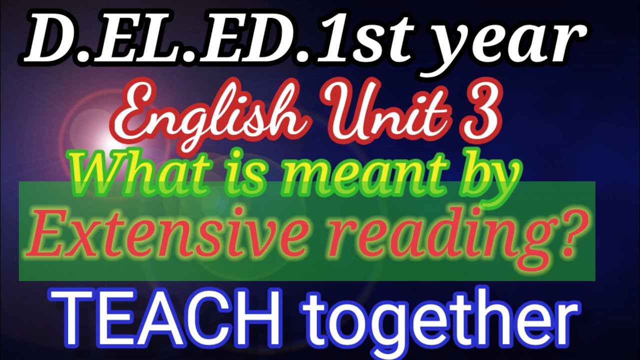 D.El.ED 1st year English .Unit 3 - YouTube