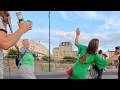 The public respond to an epic harmonica blow on the street