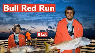 BULL RED RUN || Night Before the Storm || Galveston Pier