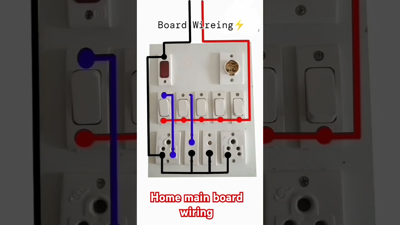 घर के मेन बोर्ड वायरिंग करना सीखें ,2 five pin plug,  5 switch, 1 bulb Holder,