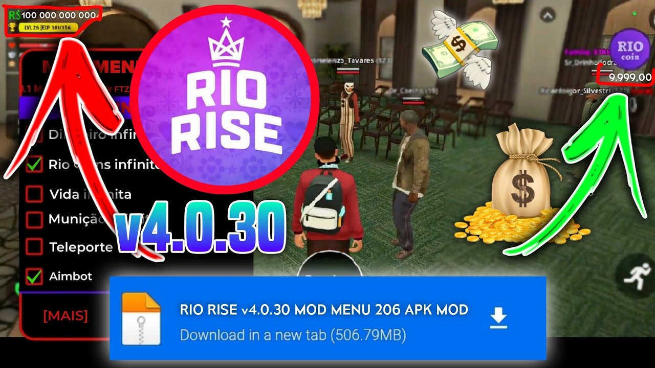 NOVO! RIO RISE MOD APK 4.0.30 DINHEIRO INFINITO ATUALIZADO VIA MEDIAFIRE MOD MENU 2026 RIO COINS 🤑