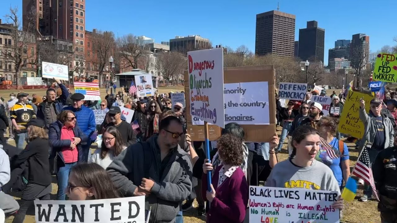 Protestors gather for Boston 50501 'Show Your Pride For Democracy' protest in Boston Common