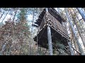 Tree shelter bulding on  the  mountain in the forest with overlooking to Olympus( long version )