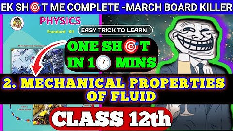 🔥 Mechanical Properties of Fluids in 10 Minutes | Rapid Revision |Class 12 Physics Maharashtra Board