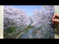 【油絵-タイムラプス】桜並木を描く　Oil Painting - TimeLapse ｜ Cherry Blossom Trees
