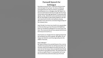 Thumbnail of Farewell Speech for Colleague | Speech #grammar #english #speech #farewell