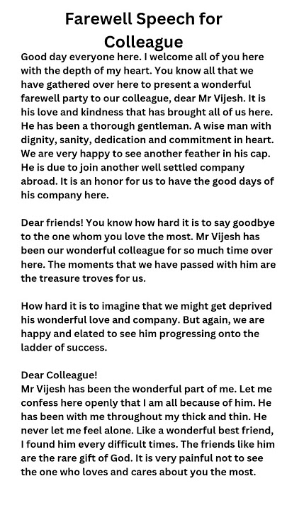 Farewell Speech for Colleague | Speech #grammar #english #speech #farewell