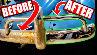 FASTEST and EASIEST way to (REMOVE RUST) from CHROME Bumpers on CLASSIC CARS [VW Beetle]