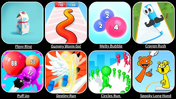 Flexy Ring, Gummy Worm Go, Melty Bubble, Crayon Rush 3d, Destiny Run, Circles Run, Sppoky Long Hand.