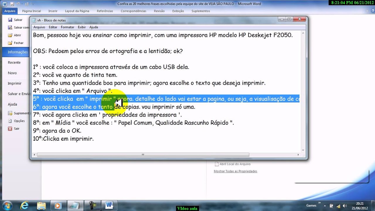 Como imprimir com uma impressora hp - YouTube