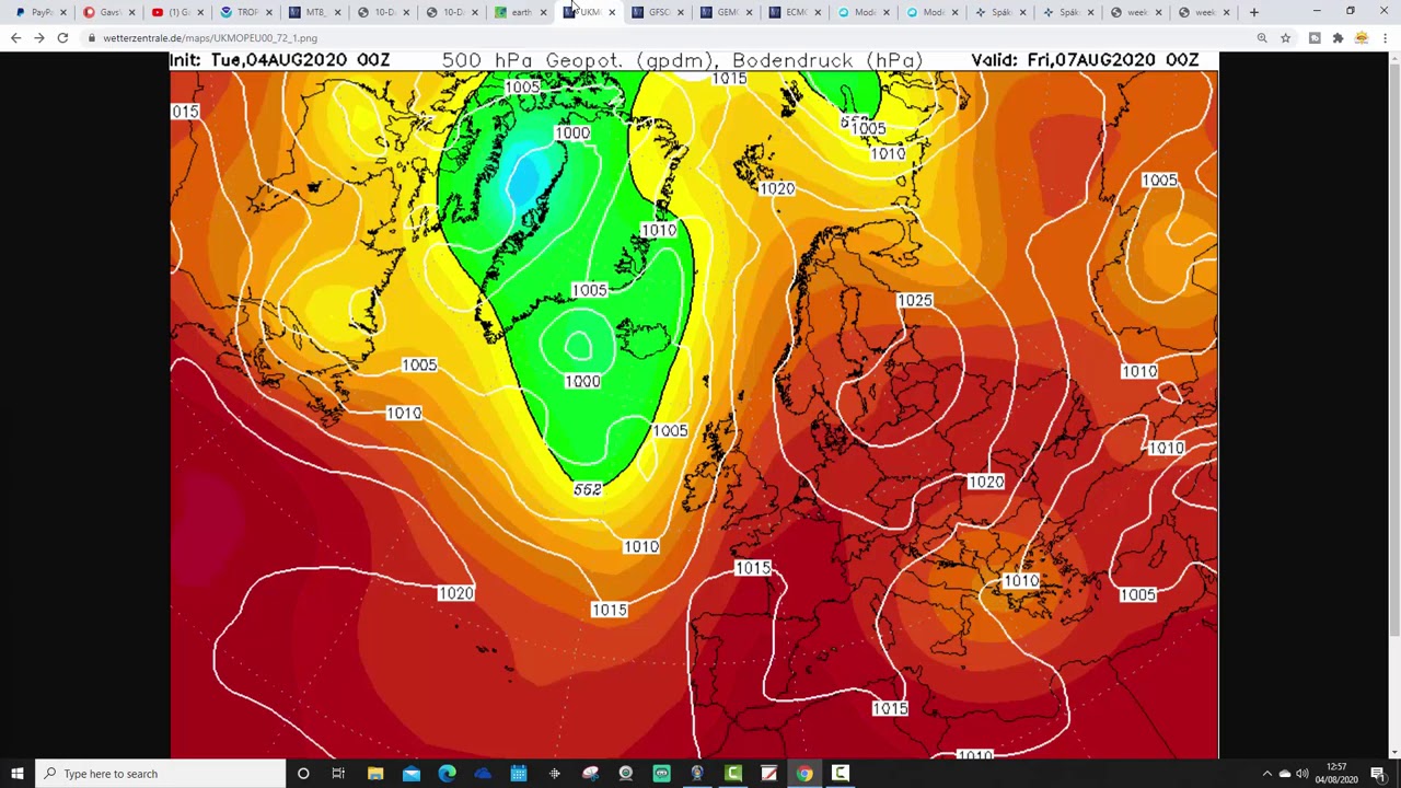 Ten Day Forecast: Hot And Thundery Next Week? (04-08-20) - YouTube