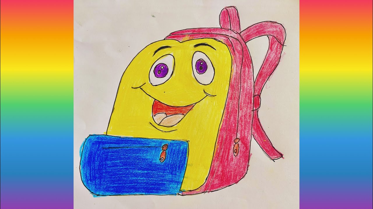School bag drawing/backpack drawing/how to draw school back pack/easy drawings