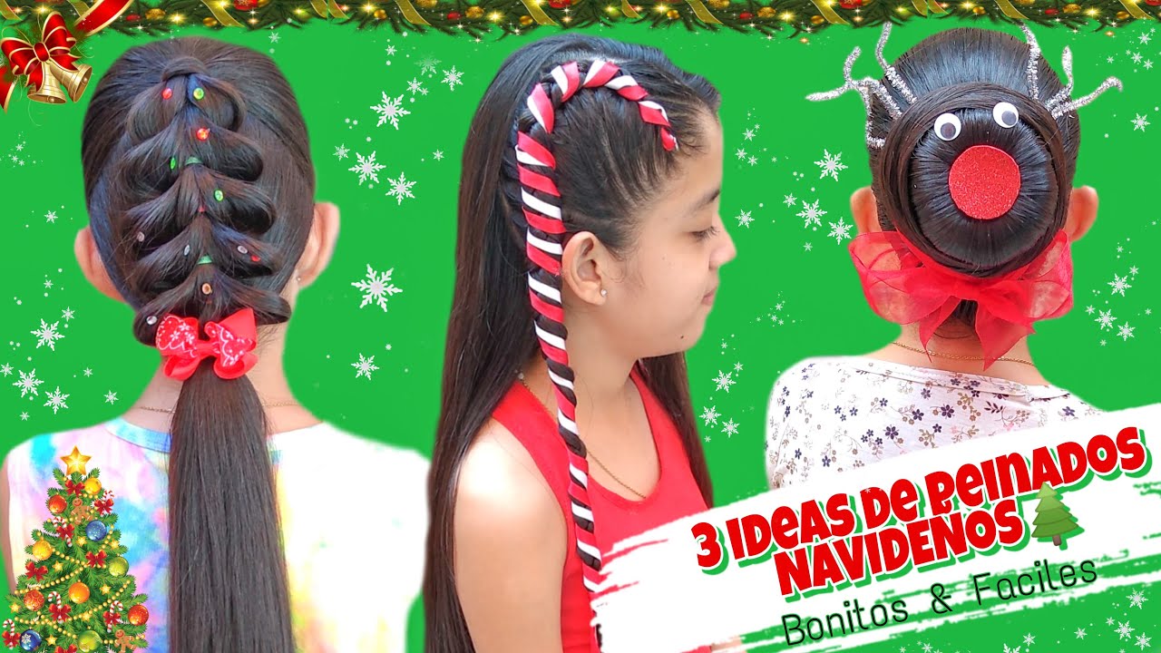 3 IDEAS DE PEINADOS NAVIDEÑOS🌲🎅| FACILES Y BONITOS| PEINADOS DIANITA✨