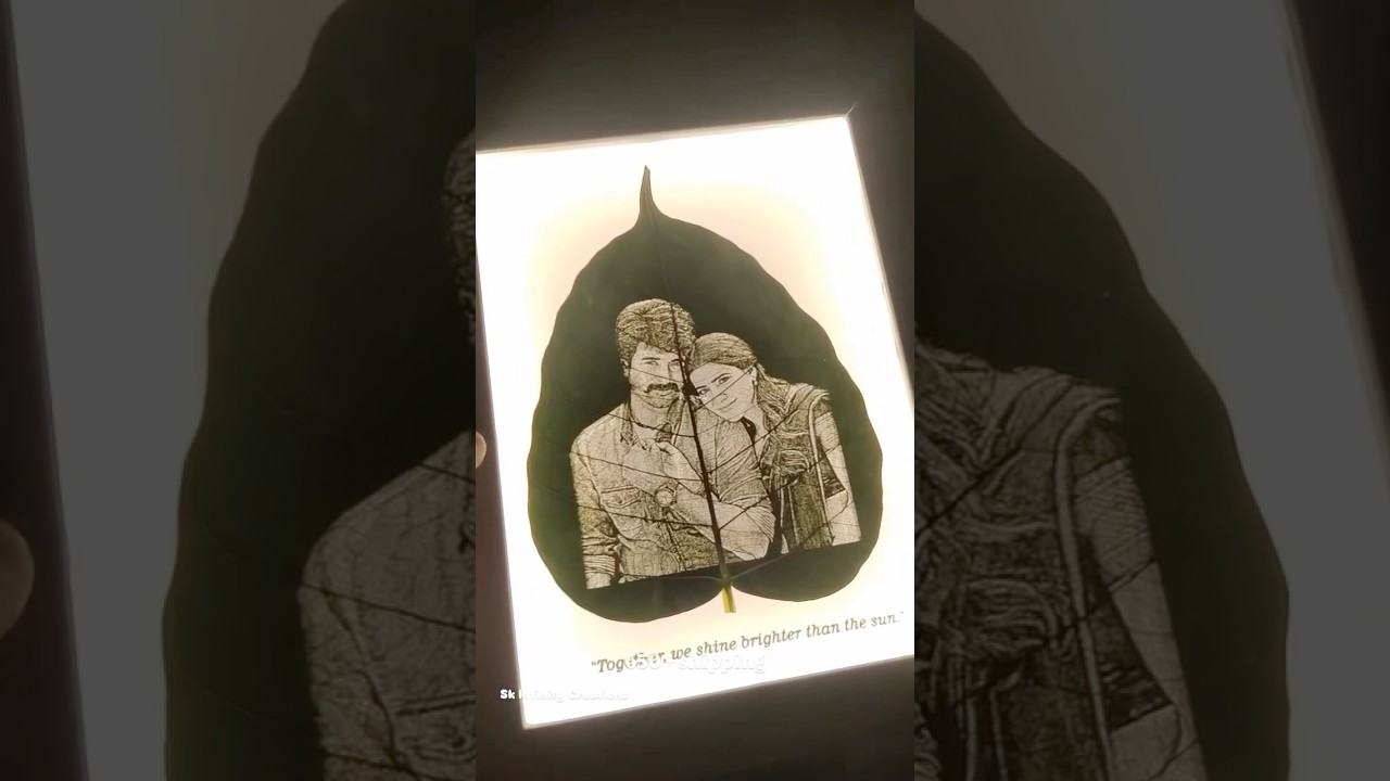 Customized leaf Engraving with light frame 