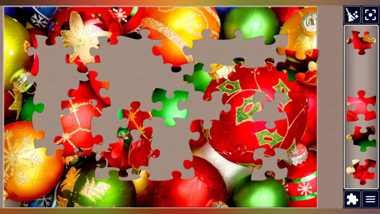 Colorful jigsaw puzzle of Christmas Balls🎄🎊🥳🧩//