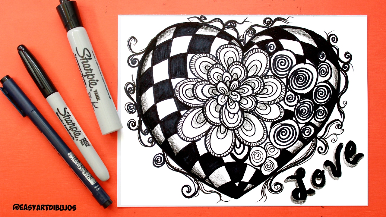 Easy Art, Draw, Dibujar, Dibujos, Drawing, art, arte, Corazon San Valentin,...