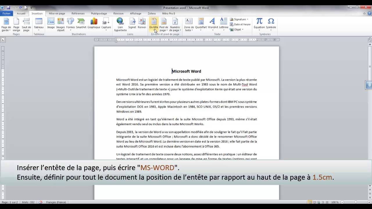 Comment âginer Un Document Sauf L Page De Garde Insérer lentête de la page dans un document word YouTube 42282 | Hot