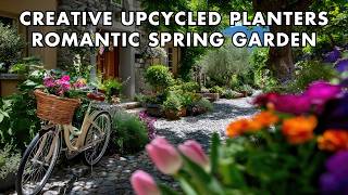 Create a Charming Small French Garden in Spring with Upcycled Planters and Pastel Blooms