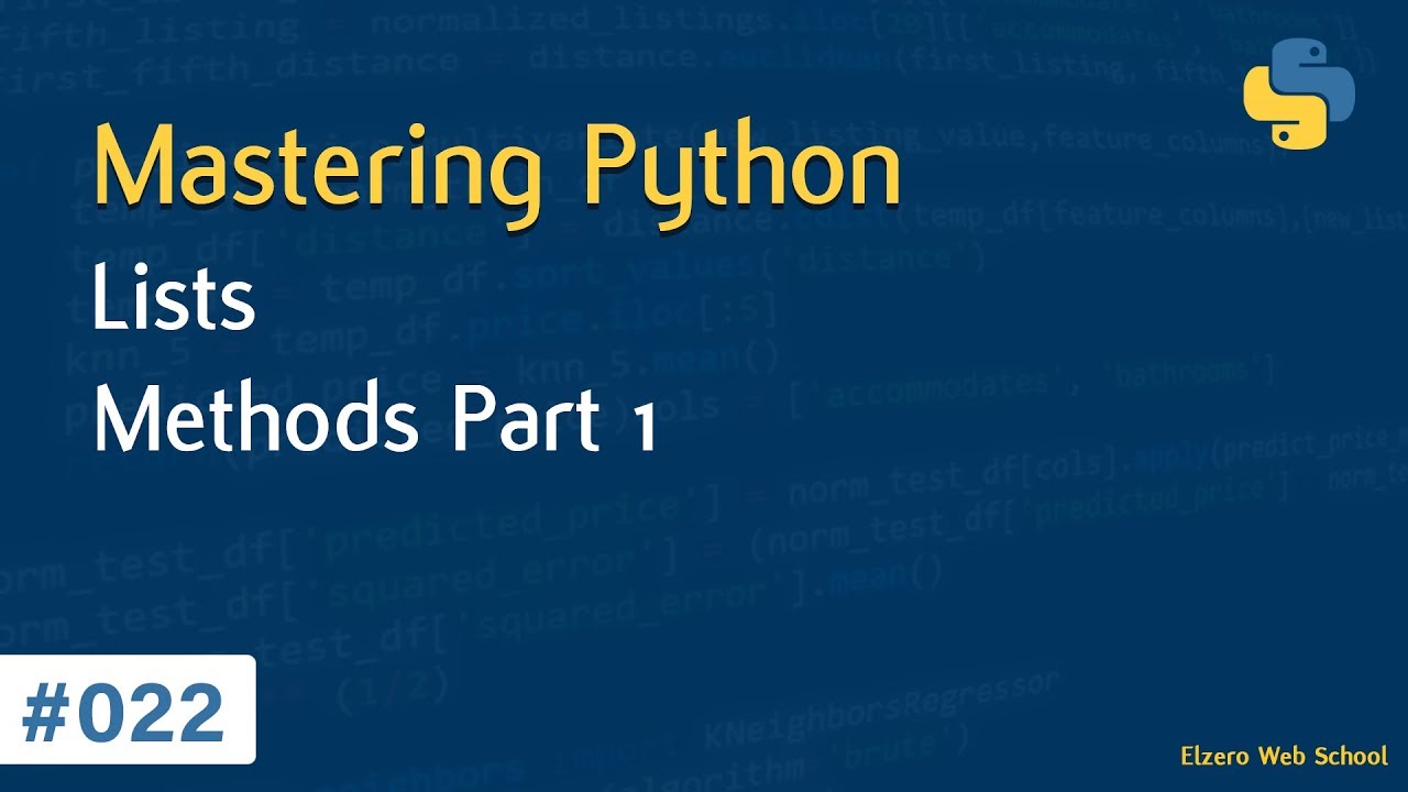 Learn Python in Arabic #022 - Lists Methods Part 1