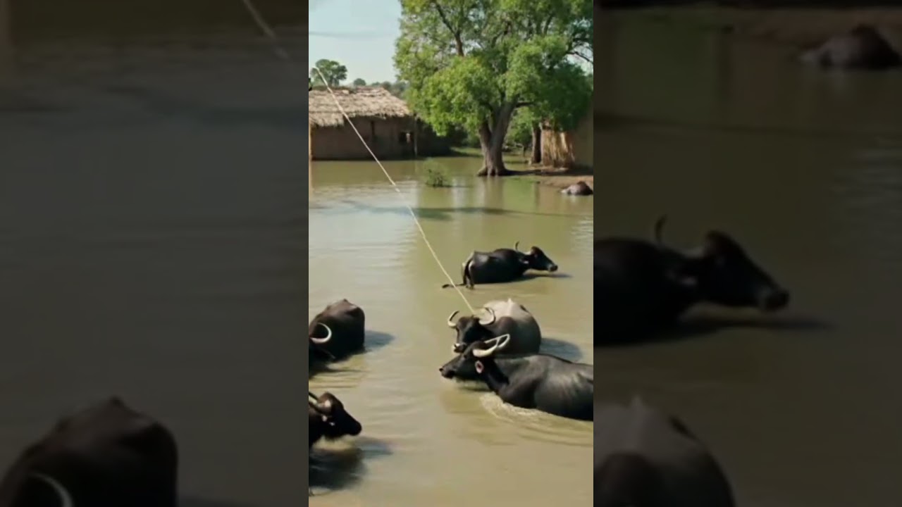 Helicopter Saves 20 Cows and 20 Buffalos from Pakistan Flood – Powerful Animal Rescue Scene"