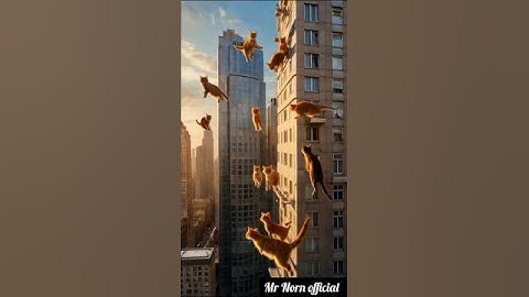 Cat jumps from a tall building. #mrnornofficial #cats #videoai #shorts #shortvideos